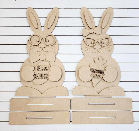 Nerdy Bunny Couple Shelf Sitters