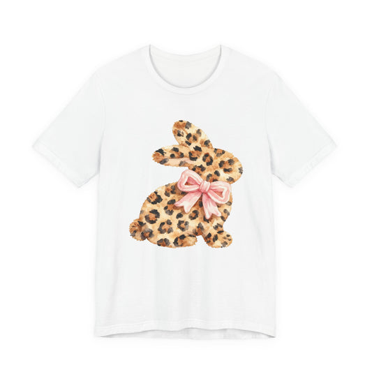 Leopard Print Bunny with Pink Bow