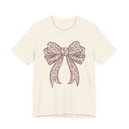 Floral Bow Tee — Vintage Ribbon Graphic T-Shirt