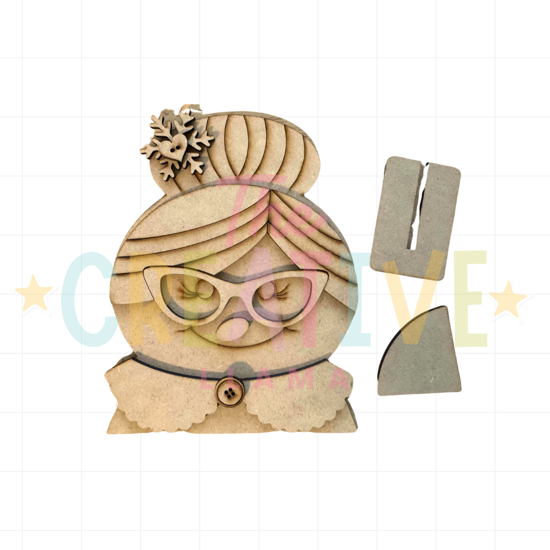 Santa & Mrs. Claus Head Mini Shelf Sitter
