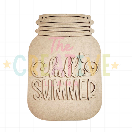 Hello Summer Mason Jar Door Hanger