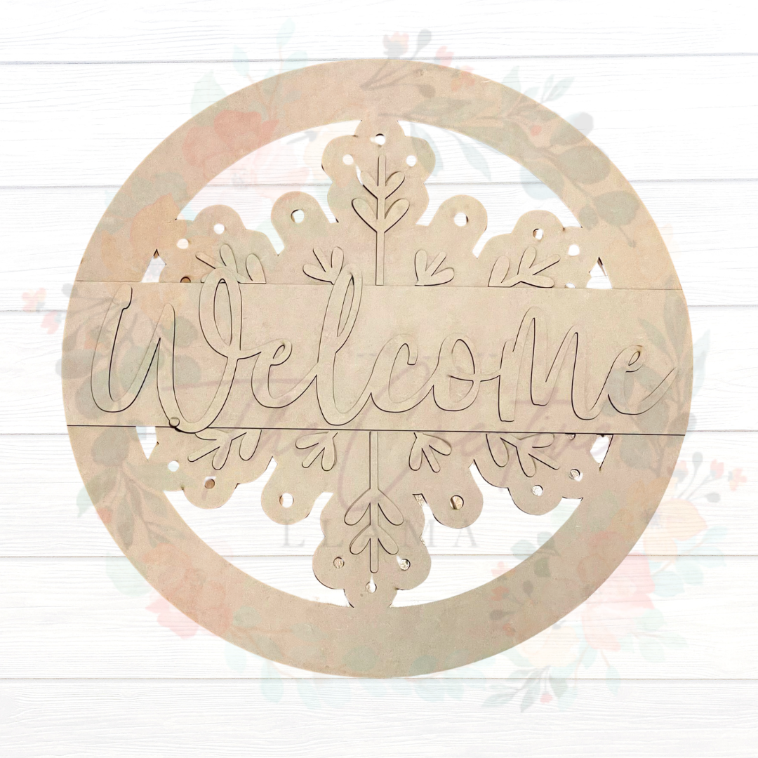 Welcome Snowflake Door Round