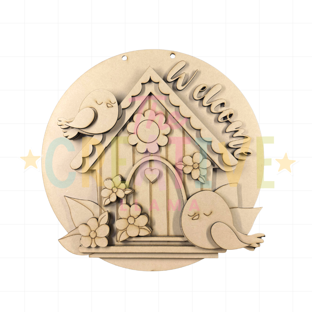 Welcome Birdhouse Door Round