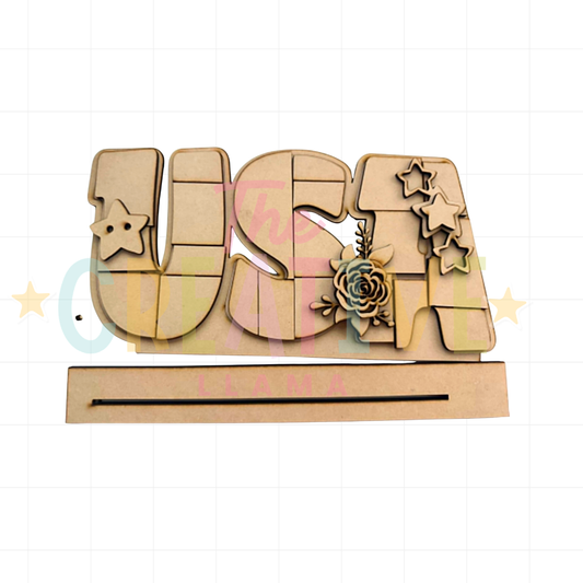 Patchwork USA Shelf Sitter