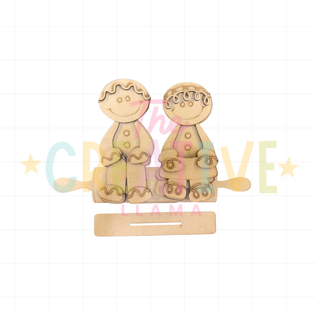 Gingerbread Couple & Rolling Pin Shelf Hangers