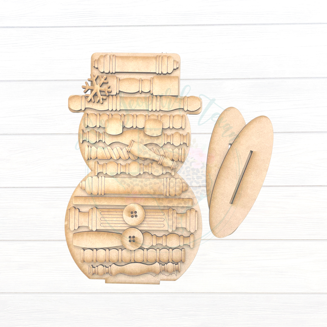 Spindle Snowman Shelf Sitter