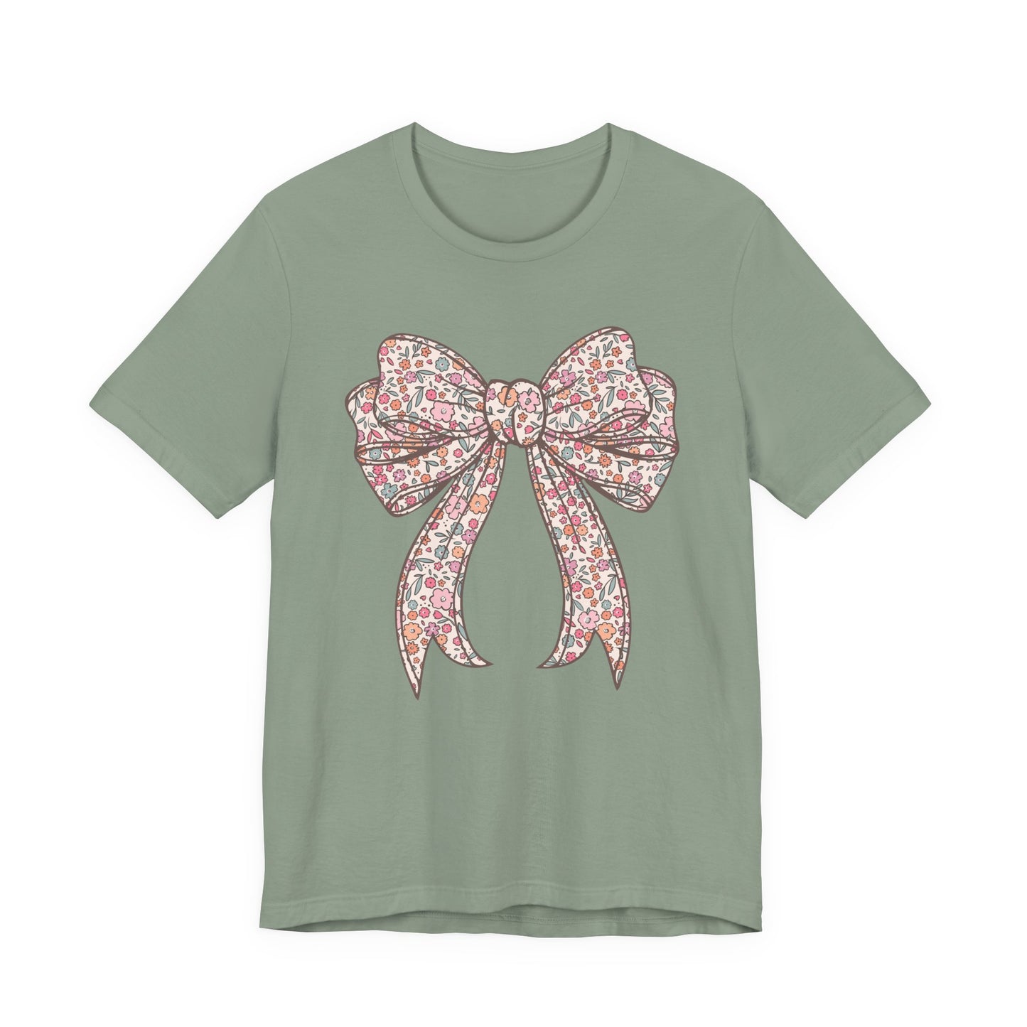 Floral Bow Tee — Vintage Ribbon Graphic T-Shirt