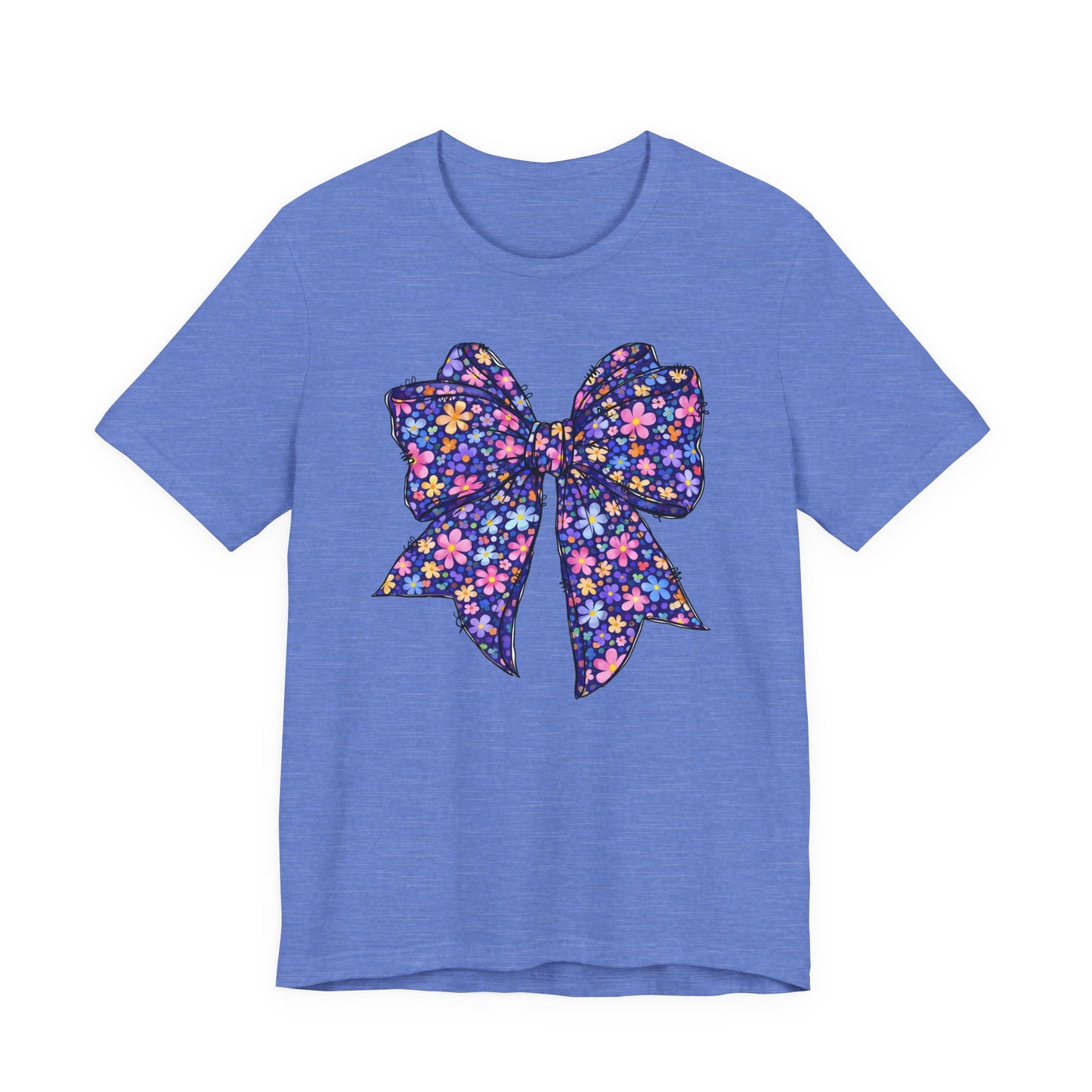 Floral Bow T-Shirt — Purple Daisy Ribbon Graphic Tee