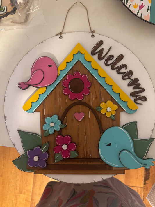 Welcome Birdhouse Door Round