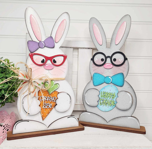 Nerdy Bunny Couple Shelf Sitters