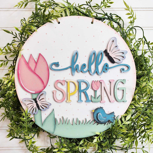 Hello Spring Door Round