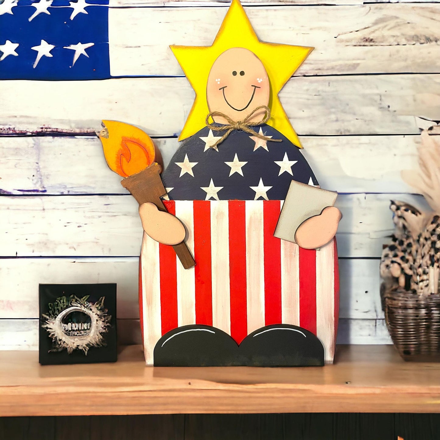 Primitive Patriotic Angel Shelf Sitter