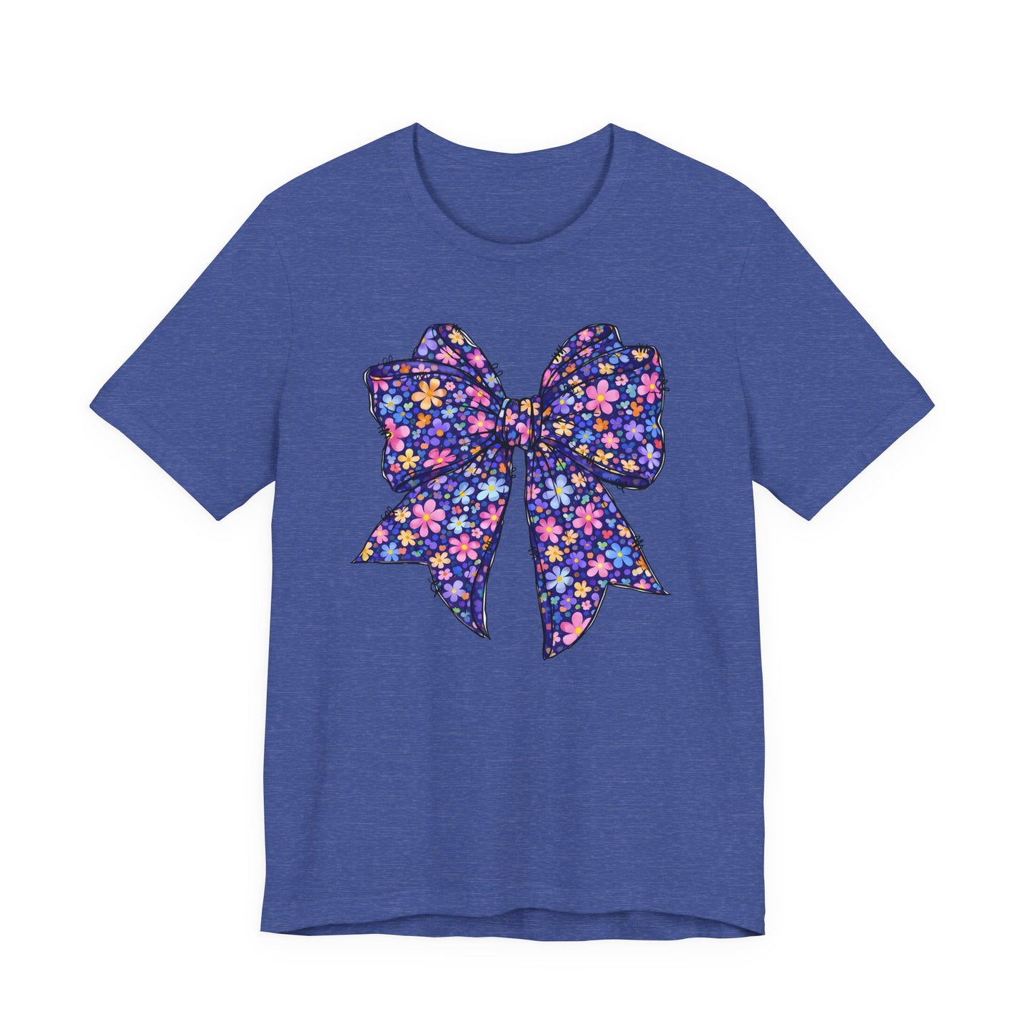 Floral Bow T-Shirt — Purple Daisy Ribbon Graphic Tee