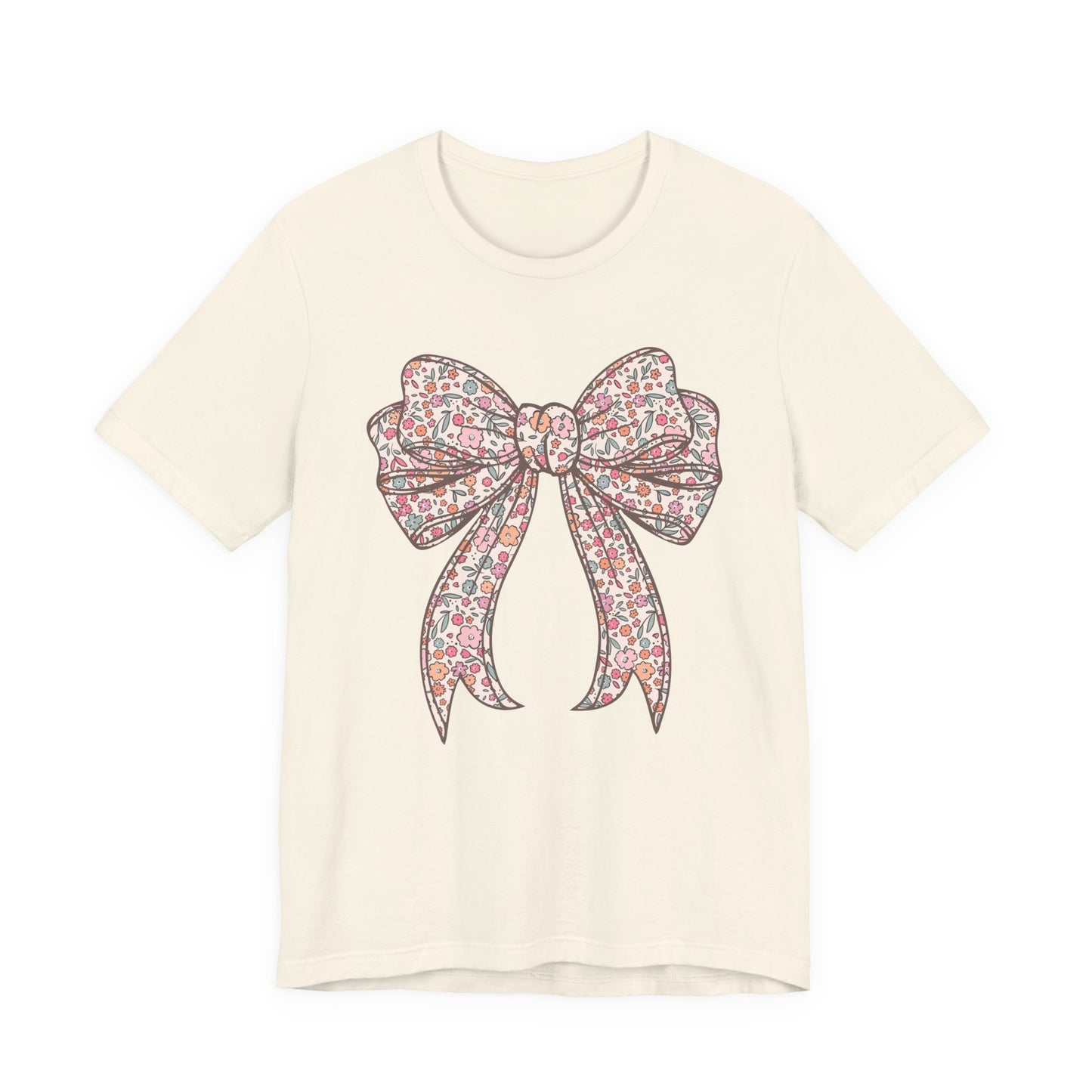 Floral Bow Tee — Vintage Ribbon Graphic T-Shirt