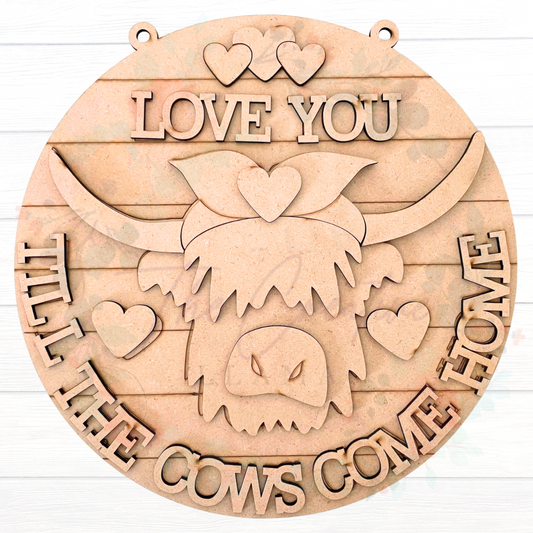Highland Cow Valentine Door Round