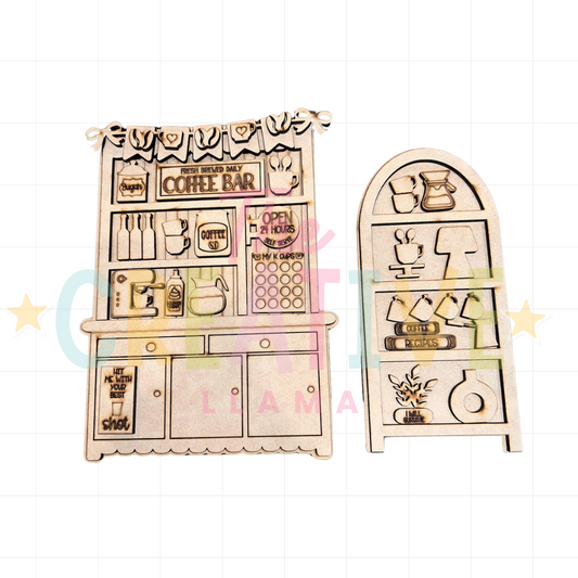Coffee Bar Hutch & Bookshelf