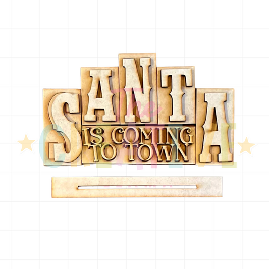 Santa Is Coming To Town Word Block