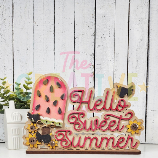 Hello Sweet Summer Watermelon Word Art