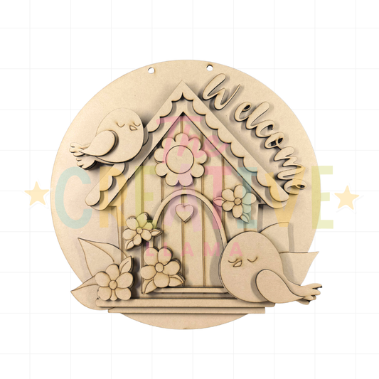 Welcome Birdhouse Door Round