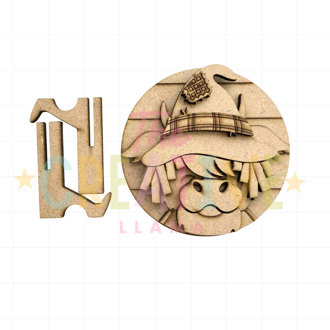 Mini Fall Highland Cow Round & Easel