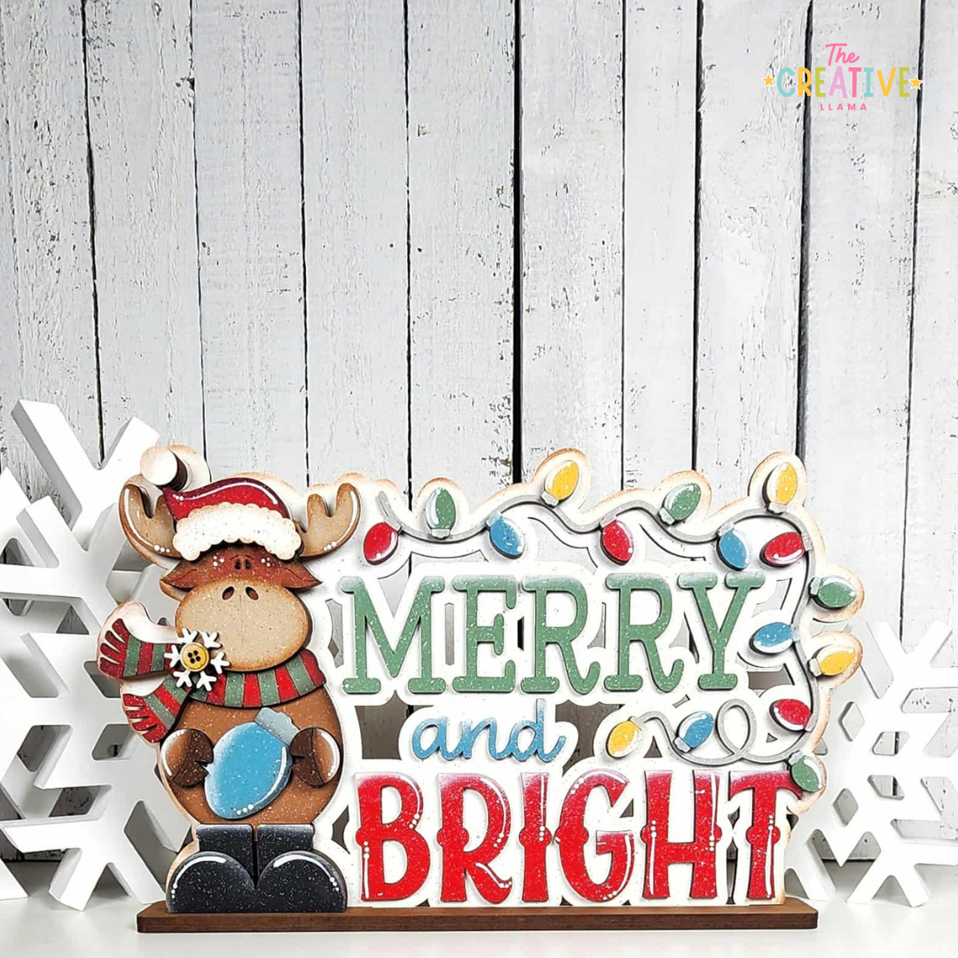 Moose Merry and Bright Word Art