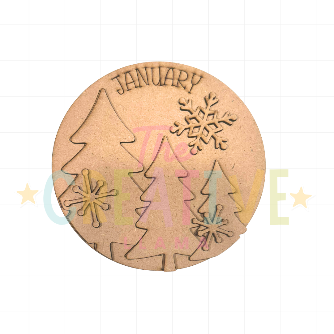 January | 6 inch Circle Frame Insert