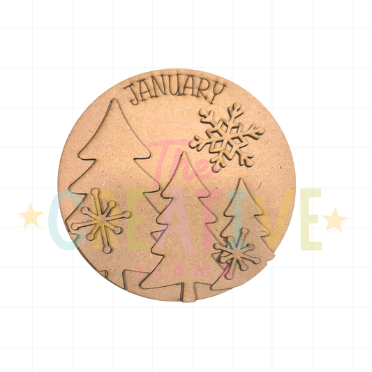 January | 6 inch Circle Frame Insert