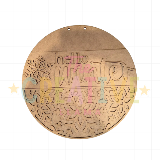 Hello Winter Snowflake Round
