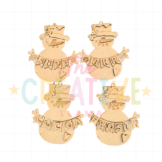 Snowman Banner Ornament Set