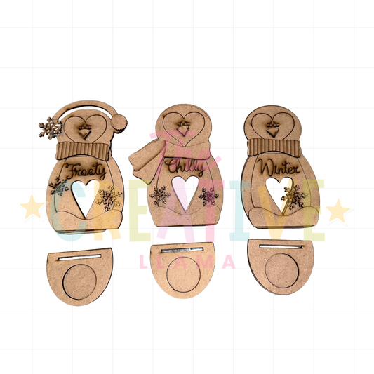 3 Penguin Votive Shelf Sitters