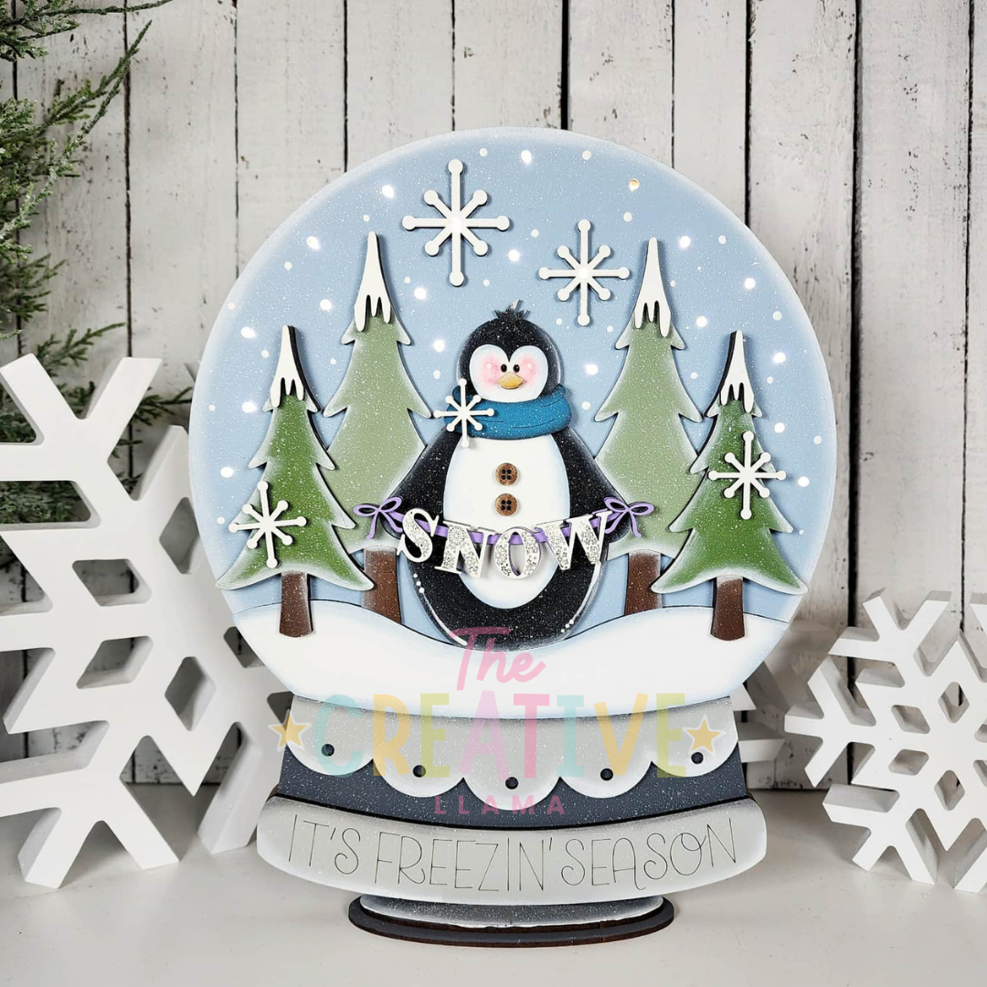 Light Up Penguin Snowglobe Shelf Sitter