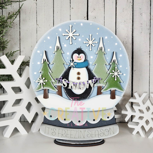 Light Up Penguin Snowglobe Shelf Sitter