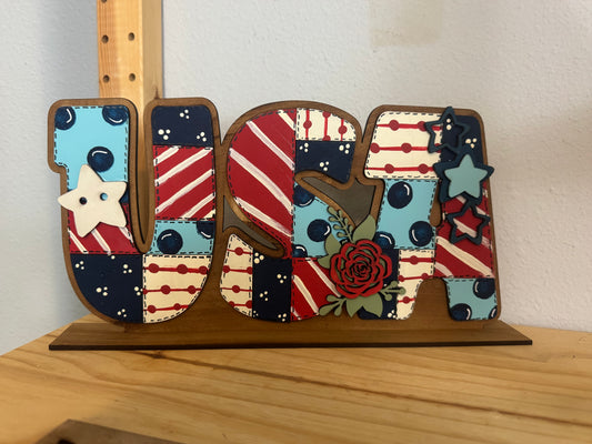Patchwork USA Shelf Sitter