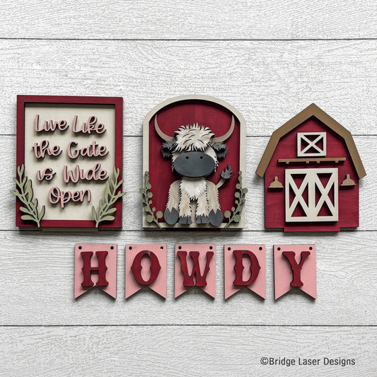 Howdy Highland Cow | Interchangeable Insert