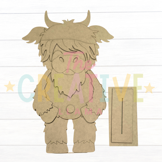 Highland Cow Porch Leaner | Interchangeable Base