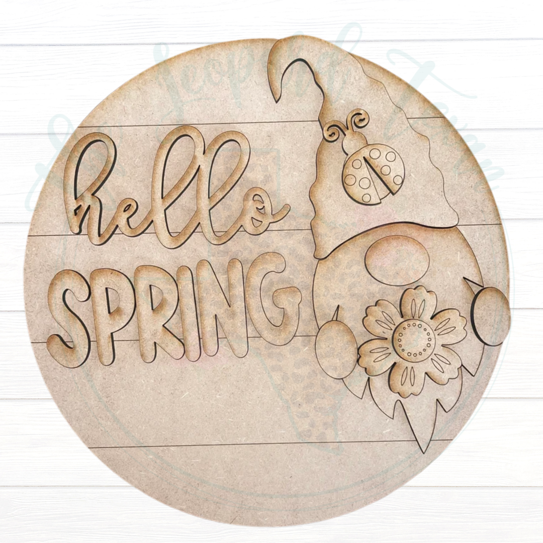 Hello Spring Gnome Door Hanger